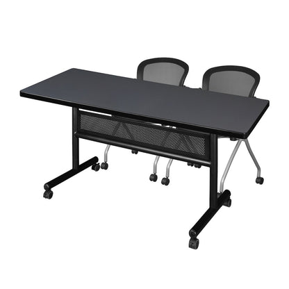 60 x 30 in. Flip-Top Privacy Nesting Table- Grey, 2 Cadence Nesting Chairs