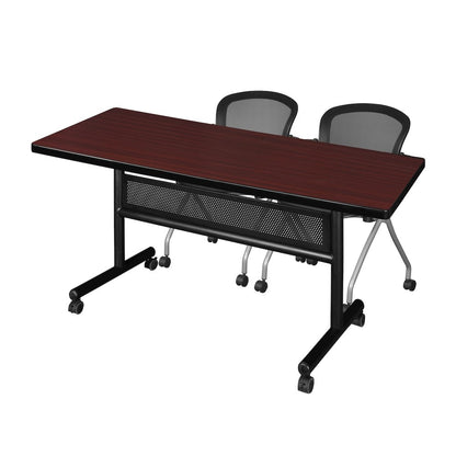60 x 30 in. Flip-Top Privacy Nesting Table- Mahogany, 2 Cadence Nesting Chairs