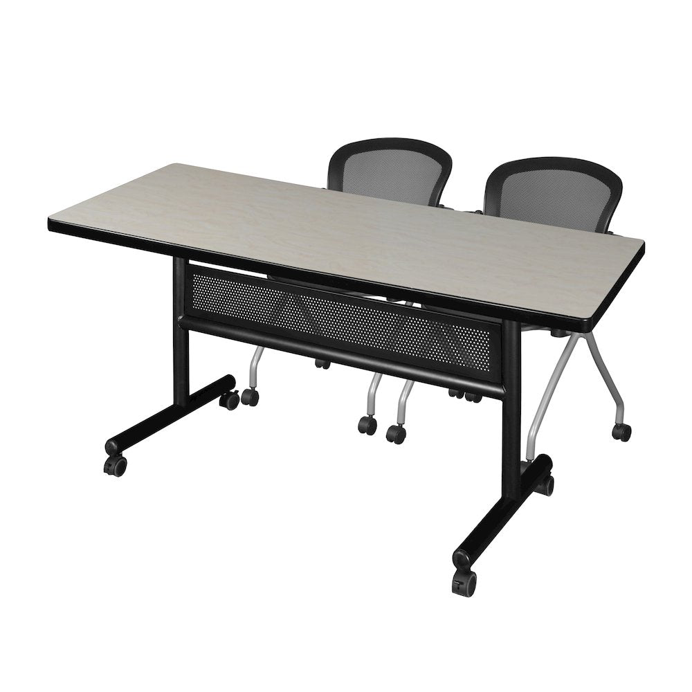 60 x 30 in. Flip-Top Privacy Nesting Table- Maple, 2 Cadence Nesting Chairs
