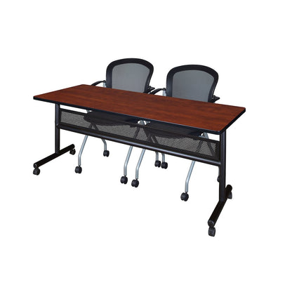 72 x 24 in. Flip-Top Privacy Nesting Table- Cherry, 2 Cadence Nesting Chairs