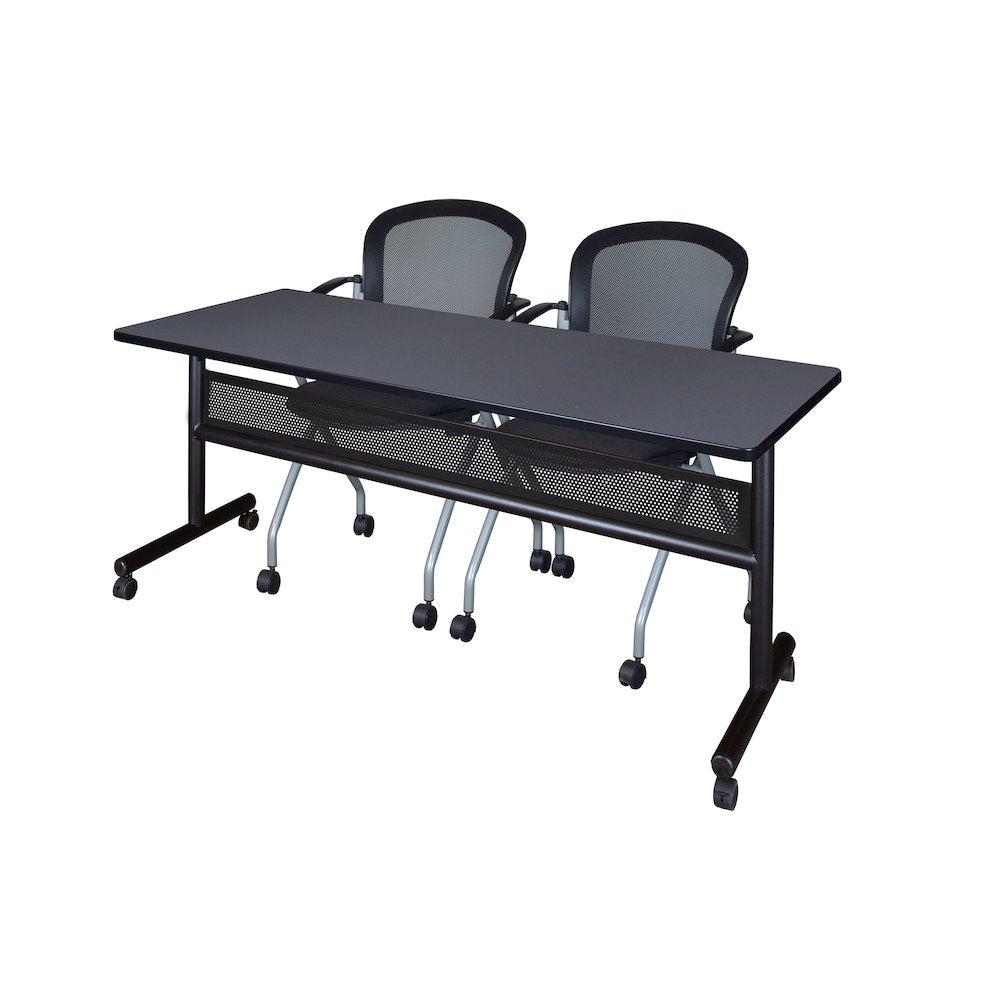 72 x 24 in. Flip-Top Privacy Nesting Table- Grey, 2 Cadence Nesting Chairs