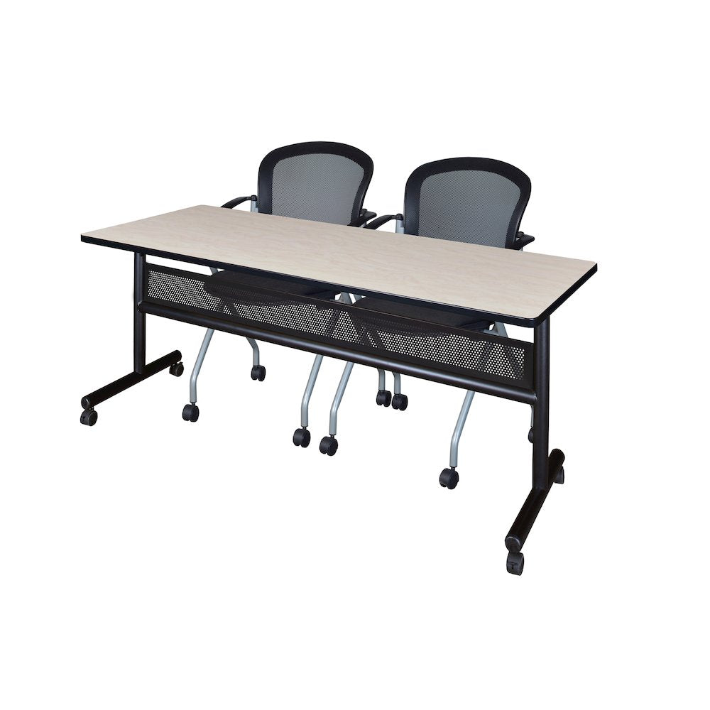 72 x 24 in. Flip-Top Privacy Nesting Table- Maple, 2 Cadence Nesting Chairs