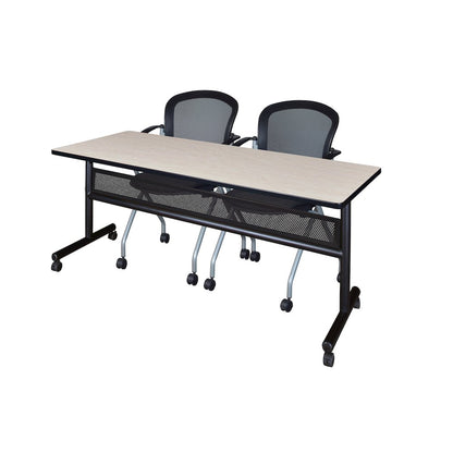 72 x 24 in. Flip-Top Privacy Nesting Table- Maple, 2 Cadence Nesting Chairs