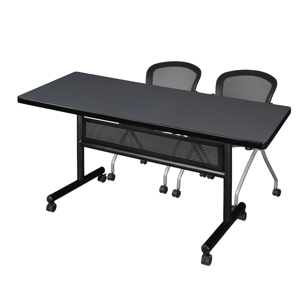 72 x 30 in. Flip-Top Privacy Nesting Table- Grey, 2 Cadence Nesting Chairs
