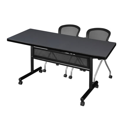 72 x 30 in. Flip-Top Privacy Nesting Table- Grey, 2 Cadence Nesting Chairs