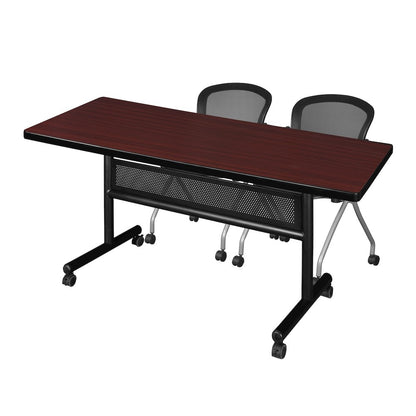 72 x 30 in. Flip-Top Privacy Nesting Table- Mahogany, 2 Cadence Nesting Chairs