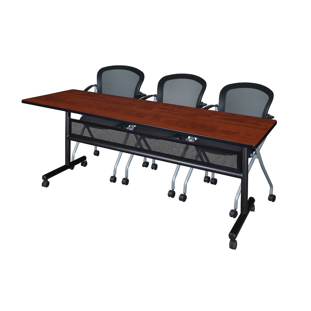84 x 24 in. Flip-Top Privacy Nesting Table- Cherry, 3 Cadence Nesting Chairs