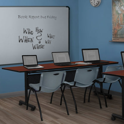 84 x 24 in. Flip-Top Privacy Nesting Table- Cherry, 3 M Stack Chairs- Grey