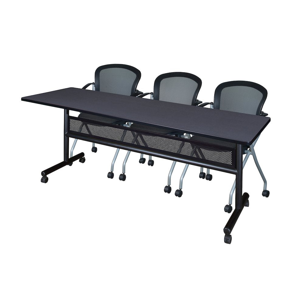 84 x 24 in. Flip-Top Privacy Nesting Table- Grey, 3 Cadence Nesting Chairs