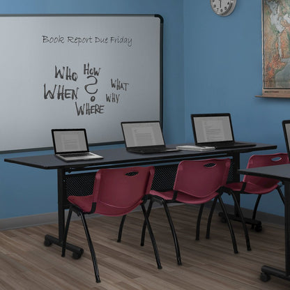 84 x 24 in. Flip-Top Privacy Nesting Table- Grey, 3 M Stack Chairs- Burgundy
