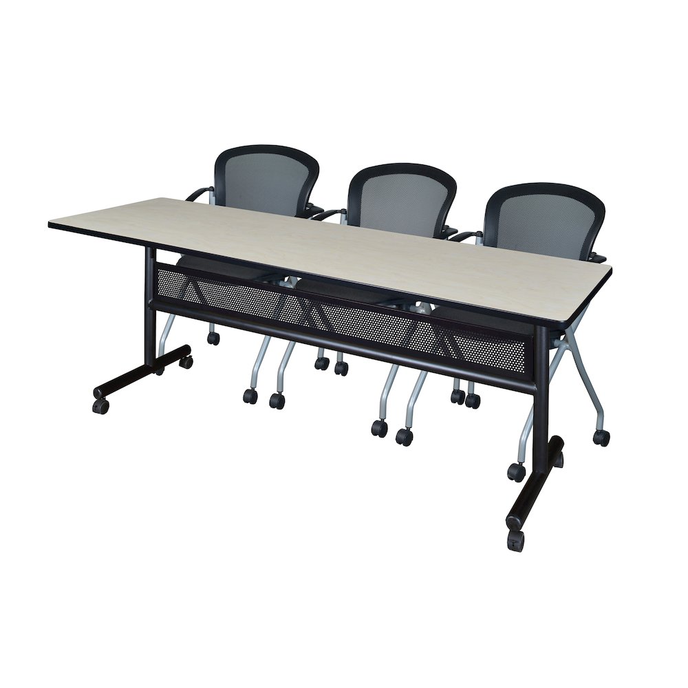 84 x 24 in. Flip-Top Privacy Nesting Table- Maple, 3 Cadence Nesting Chairs