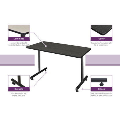 42 x 24 in. Mobile T-Base Training Seminar Table- Cherry