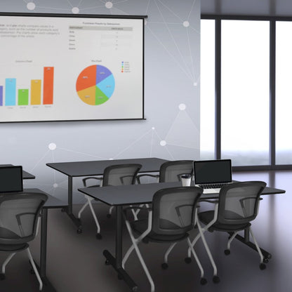 66 x 24 in. T-Base Training Seminar Table- Grey, 2 Cadence Nesting Chairs