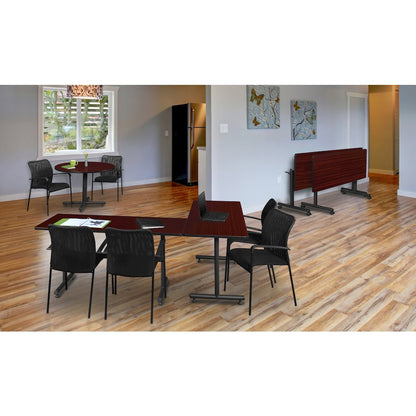 66 x 24 in. Steel T-Base Training Seminar Table- Mahogany