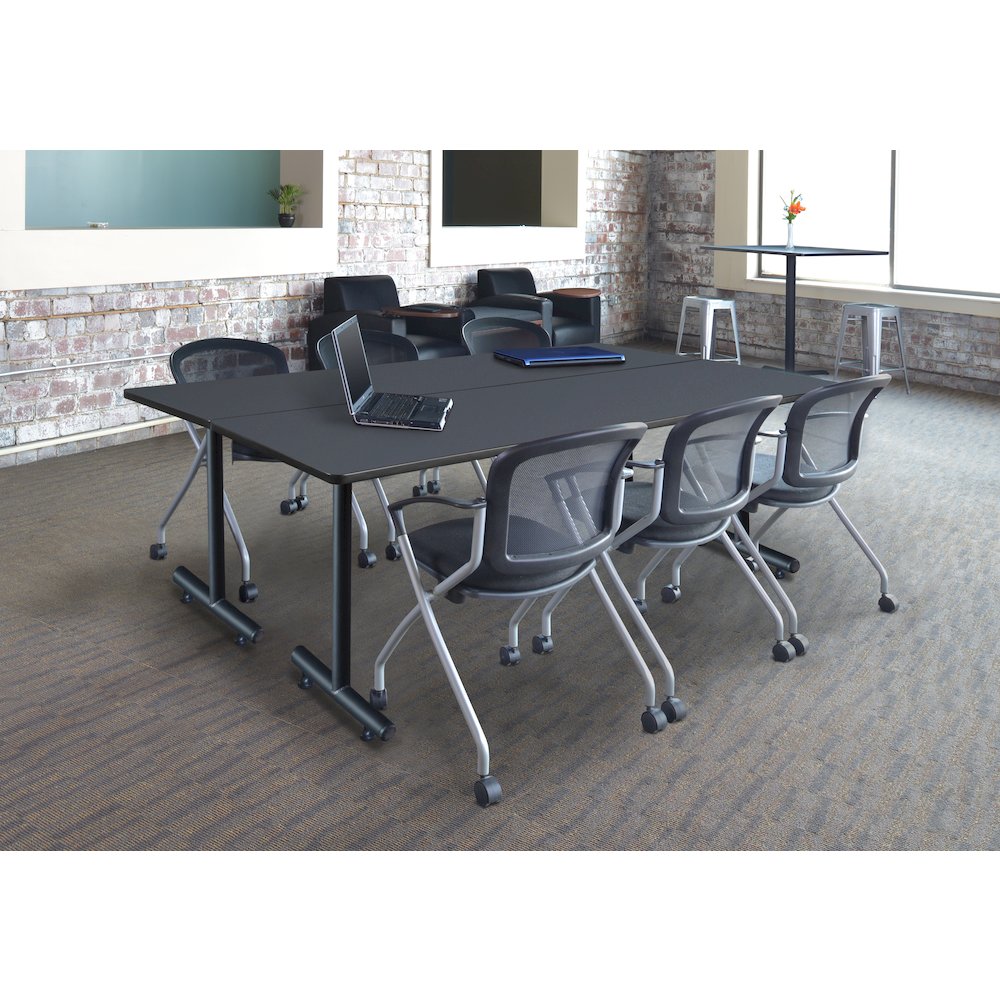 84 x 24 in. Steel T-Base Training Seminar Table- Grey