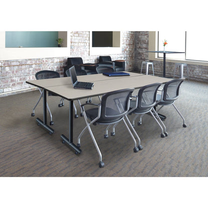 84 x 24 in. T-Base Training Seminar Table- Maple, 2 Cadence Nesting Chairs