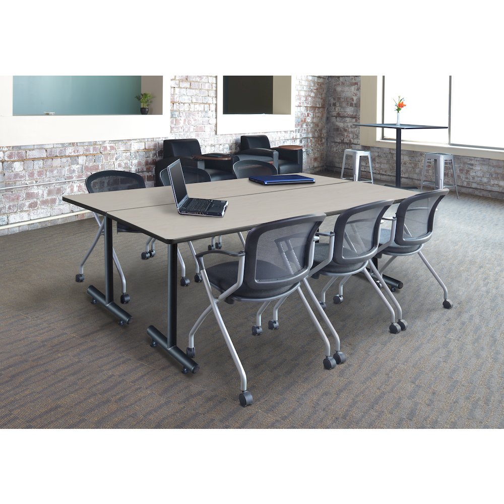 84 x 24 in. Steel T-Base Training Seminar Table- Maple