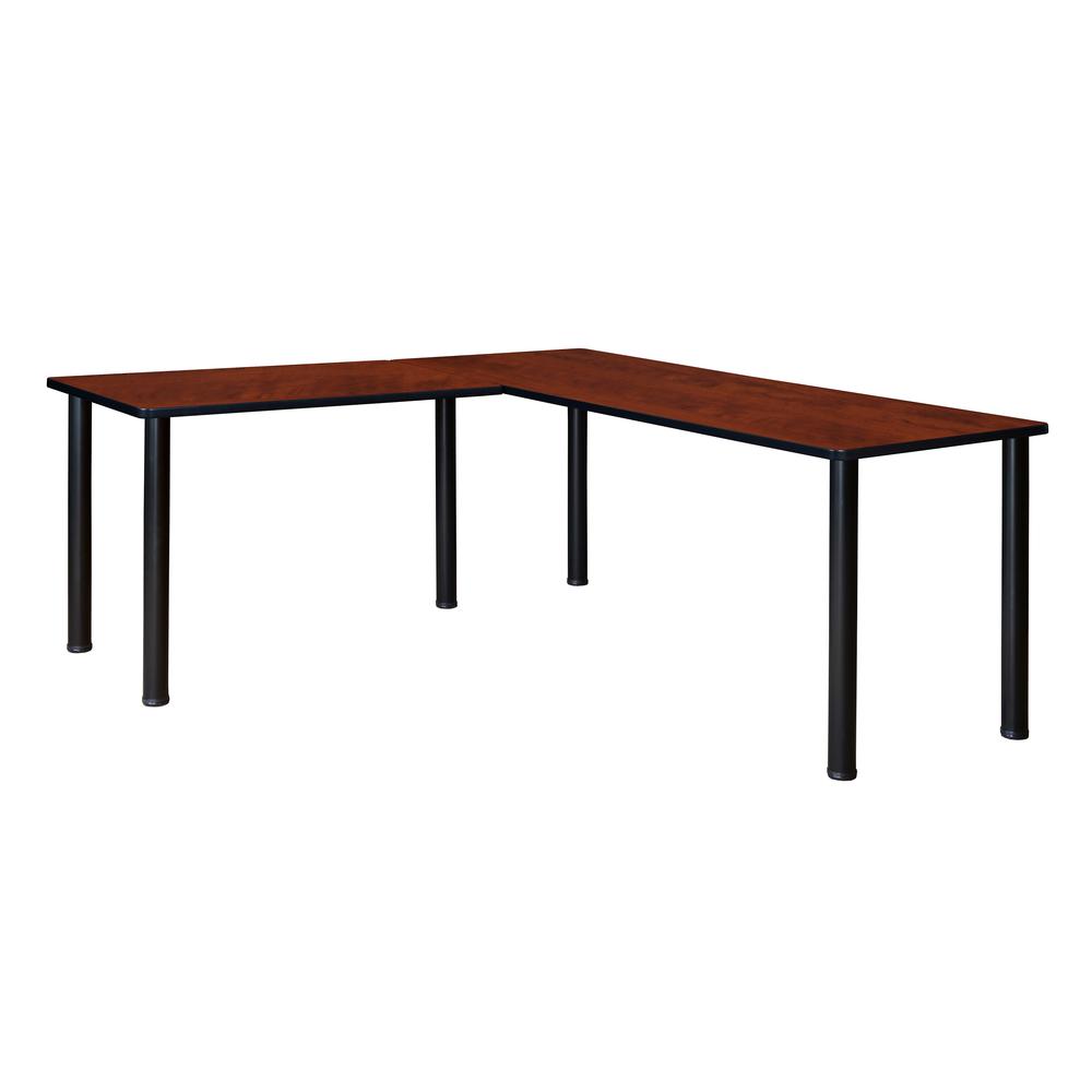 Kee 60" L-Desk with 42" Return, Cherry/Black