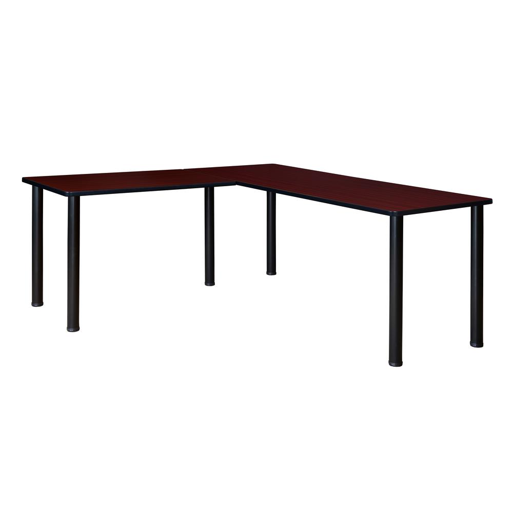 Kee 60" L-Desk with 42" Return, Mahogany/Black