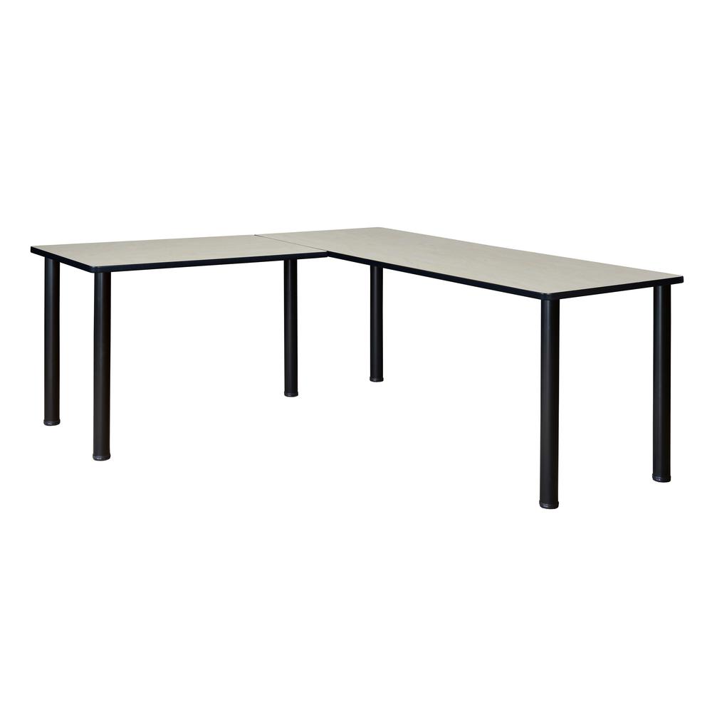 Kee 60" L-Desk with 42" Return, Maple/Black