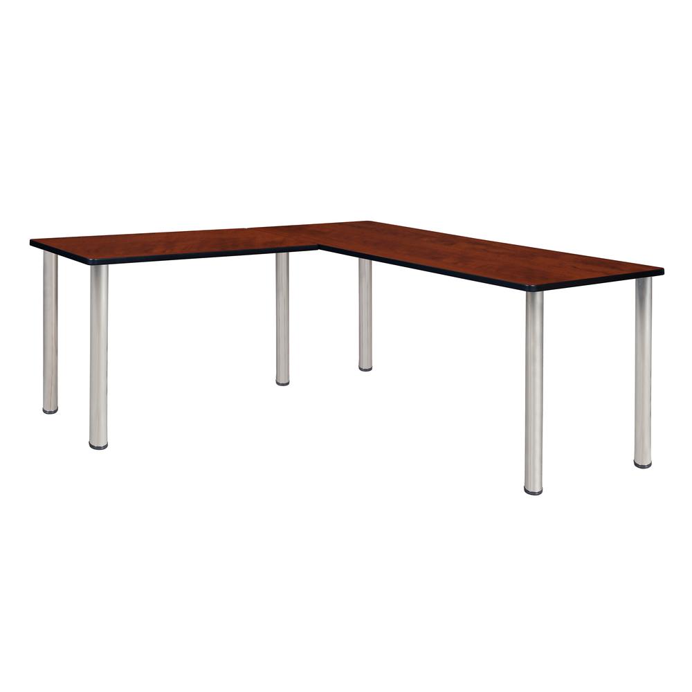 Kee 66" L-Desk with 42" Return, Cherry/Chrome