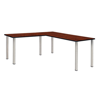 Kee 66" L-Desk with 42" Return, Cherry/Chrome