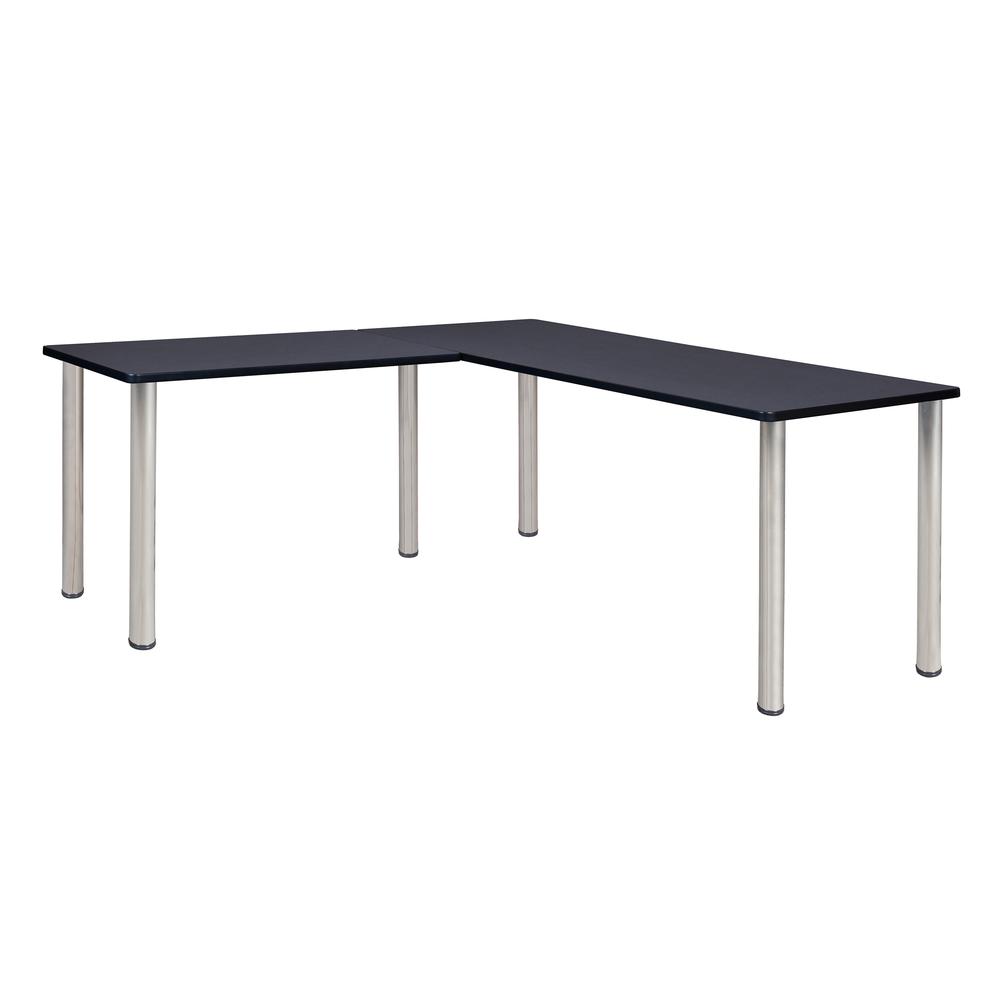 Kee 66" L-Desk with 42" Return, Grey/Chrome