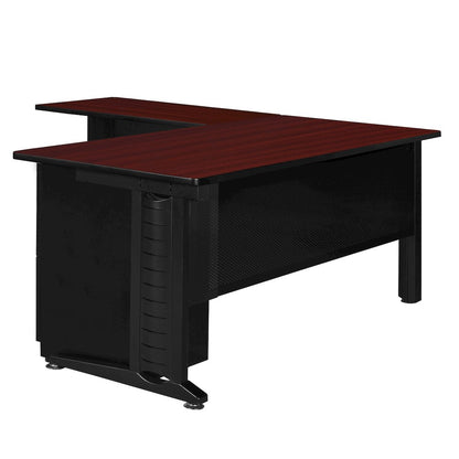 66 x 72 in. L Shaped Desk with Double Pedestal Drawer Unit- Mahogany