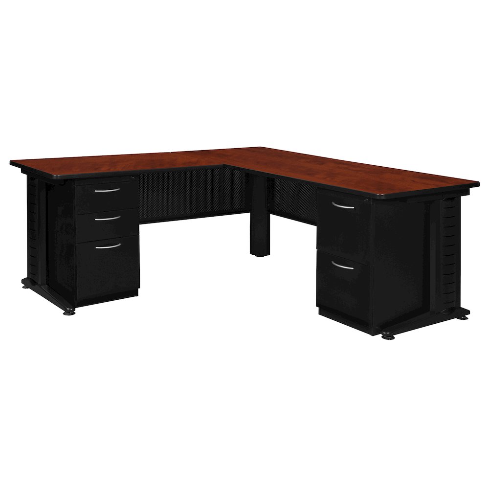66 x 78 in. L Shaped Desk with Double Pedestal Drawer Unit- Cherry