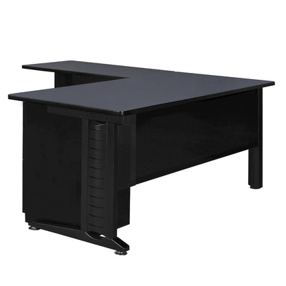 66 x 78 in. L Shaped Desk with Double Pedestal Drawer Unit- Grey
