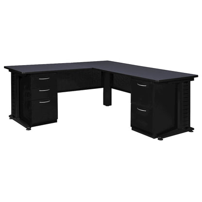 72 x 72 in. L Shaped Desk with Double Pedestal Drawer Unit- Grey