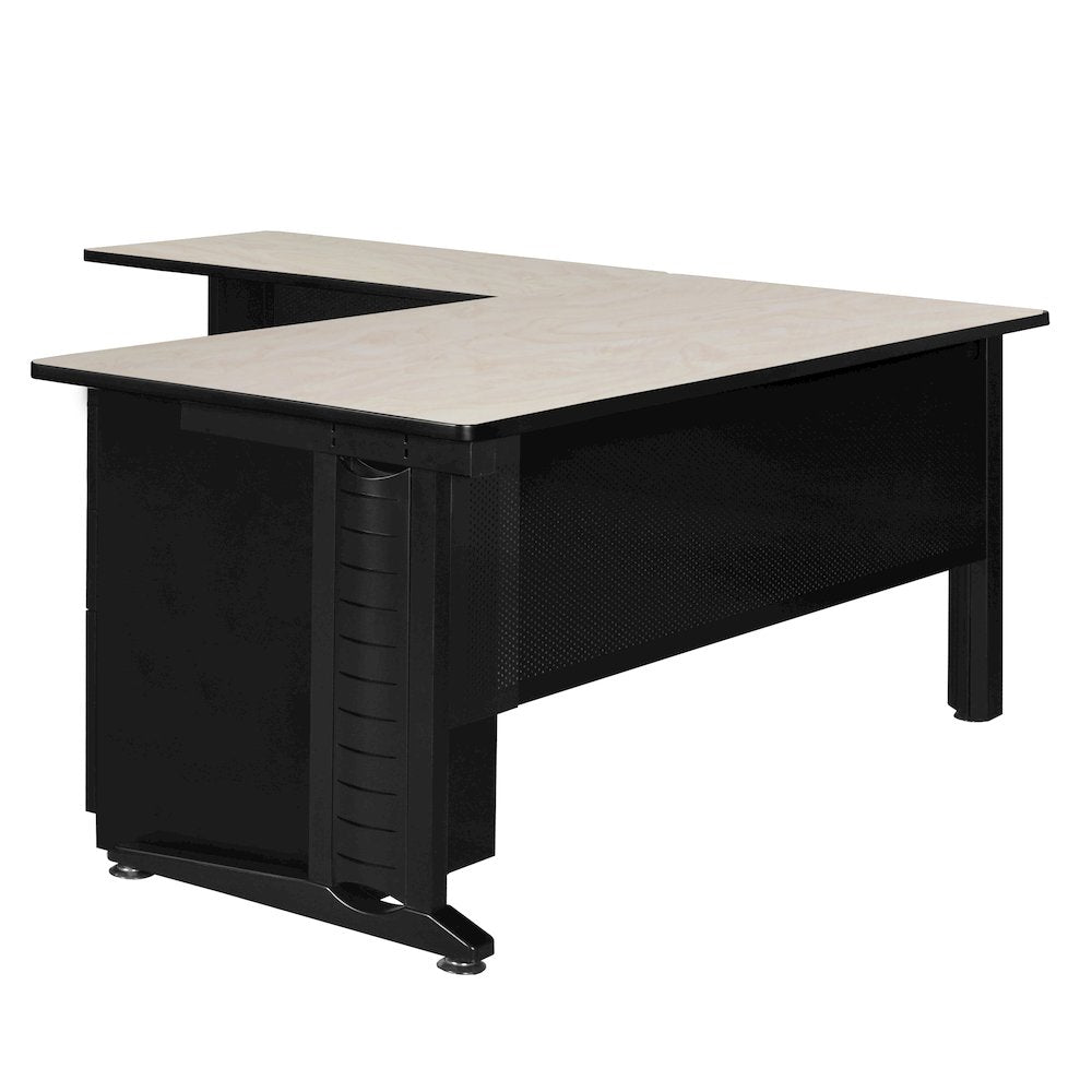 72 x 72 in. L Shaped Desk with Double Pedestal Drawer Unit- Maple