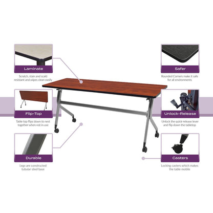 48 x 24 in. Mobile T-Base Training Seminar Table- Cherry