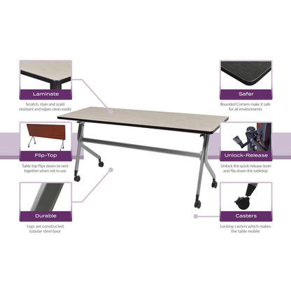 48 x 24 in. Mobile T-Base Training Seminar Table- Maple