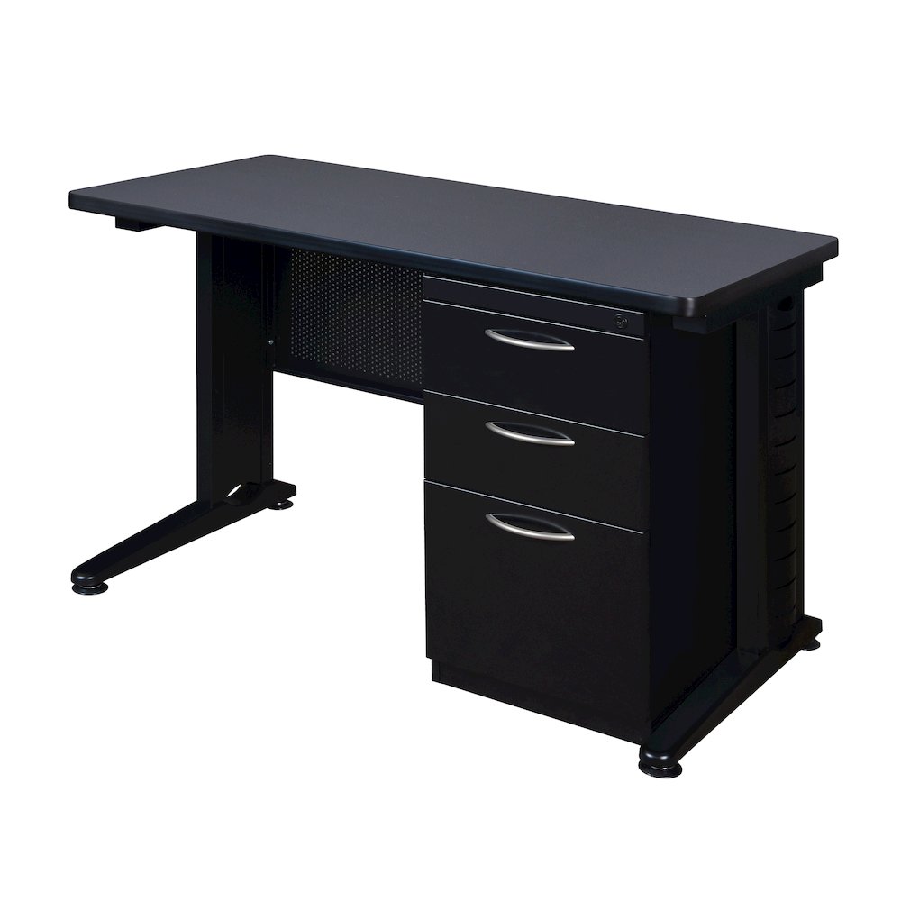 48 x 24 Teachers Desk with Single Pedestal Drawer Unit- Grey