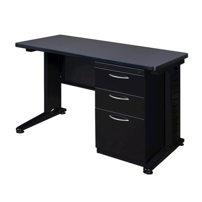 48 x 24 Teachers Desk with Single Pedestal Drawer Unit- Grey