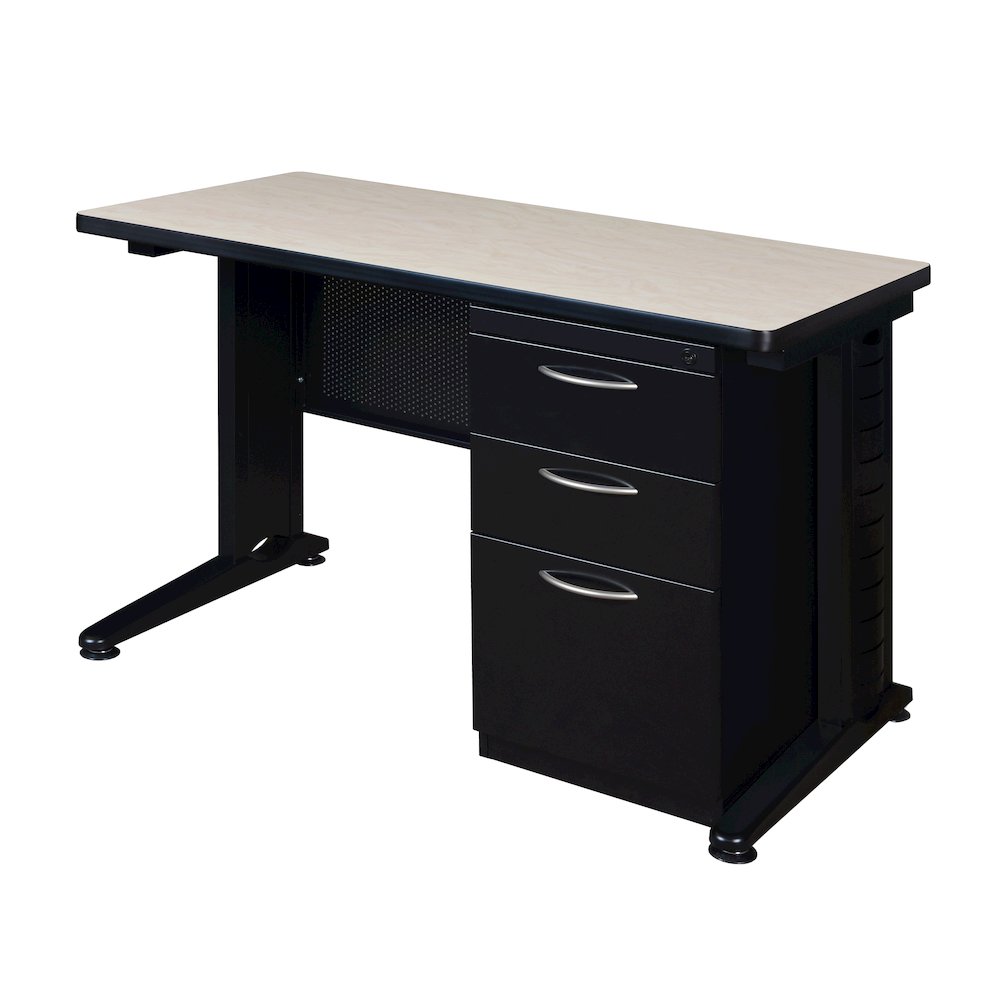 48 x 24 Teachers Desk with Single Pedestal Drawer Unit- Maple