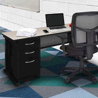 60 x 24 Teachers Desk with Single Pedestal Drawer Unit- Maple