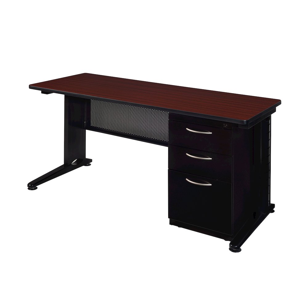 66 x 24 Teachers Desk with Single Pedestal Drawer Unit- Mahogany