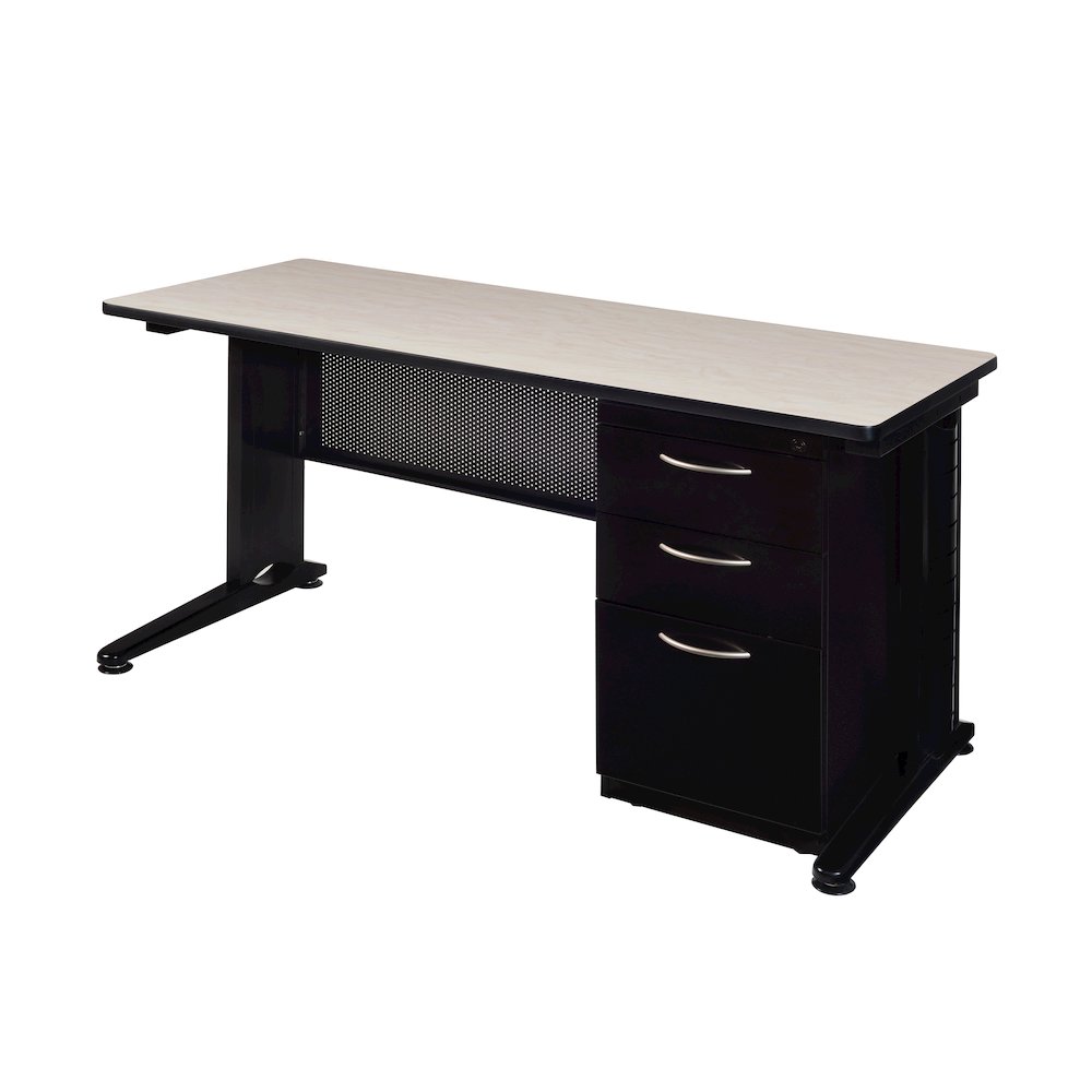 66 x 24 Teachers Desk with Single Pedestal Drawer Unit- Maple