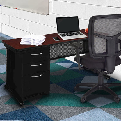66 x 30 Teachers Desk with Single Pedestal Drawer Unit- Mahogany
