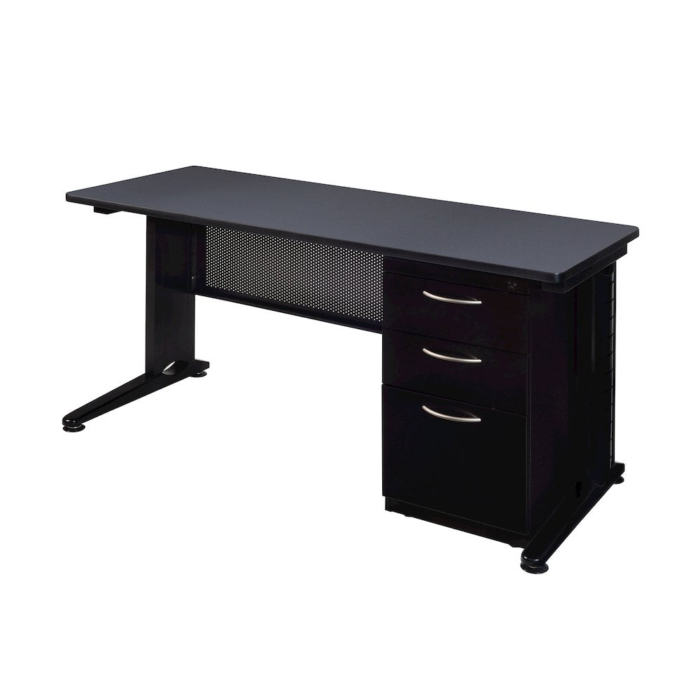 72 x 24 Teachers Desk with Single Pedestal Drawer Unit- Grey