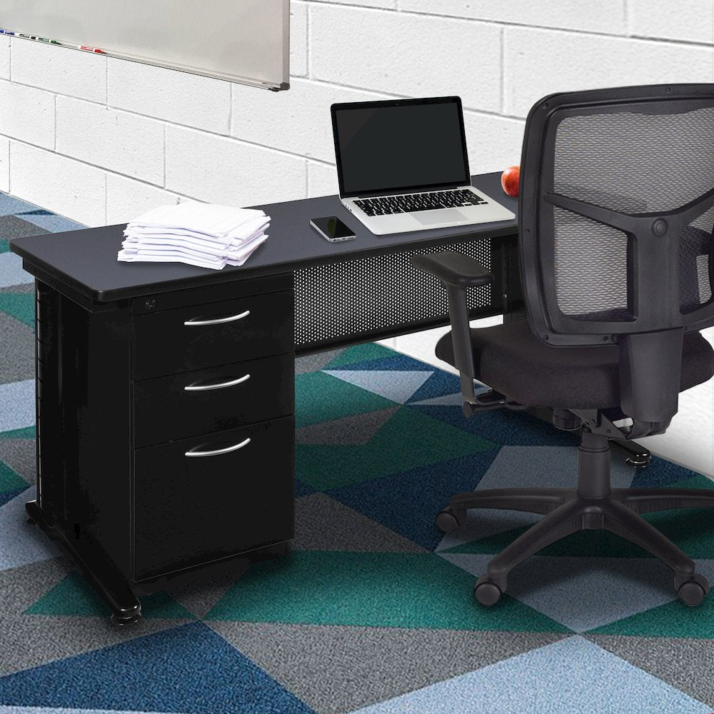 72 x 30 Teachers Desk with Single Pedestal Drawer Unit- Grey