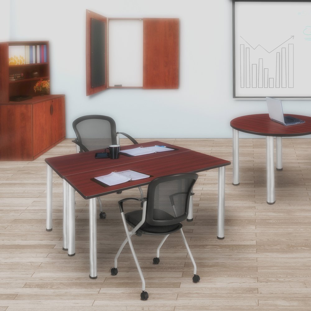 42 x 24 in. Training Seminar Table- Mahogany Top, Chrome Legs