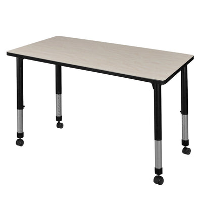 42 x 24 in. Height Adjustable Mobile Classroom Activity Table- Maple