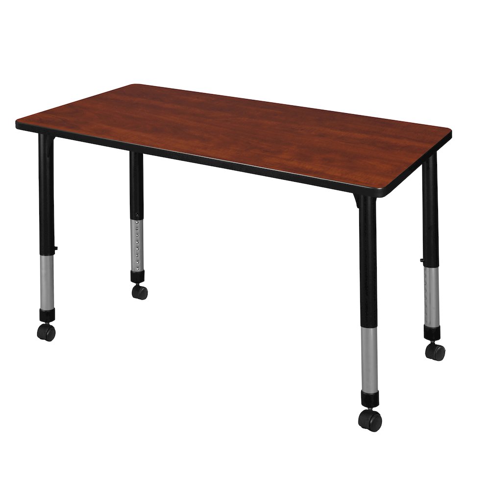 48 x 24 in. Height Adjustable Mobile Classroom Activity Table- Cherry
