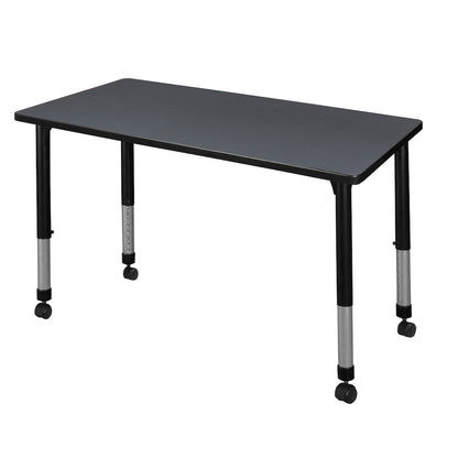 48 x 24 in. Height Adjustable Mobile Classroom Activity Table- Grey