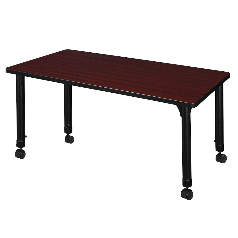 48 x 24 in. Height Adjustable Mobile Classroom Activity Table- Mahogany