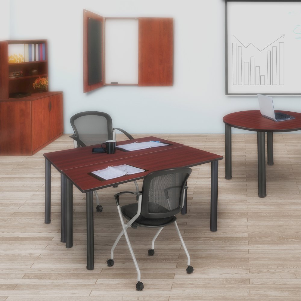 48 x 24 in. Training Seminar Table- Mahogany Top, Black Legs