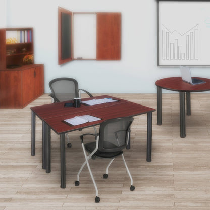 48 x 24 in. Training Seminar Table- Mahogany Top, Black Legs
